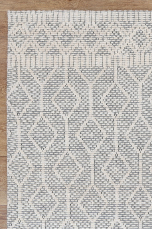 Copacabana Lattice Light Grey Wool Rug
