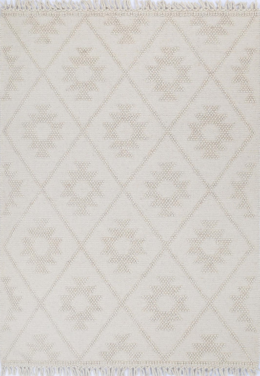 Diego Geometric Beige Wool Rug