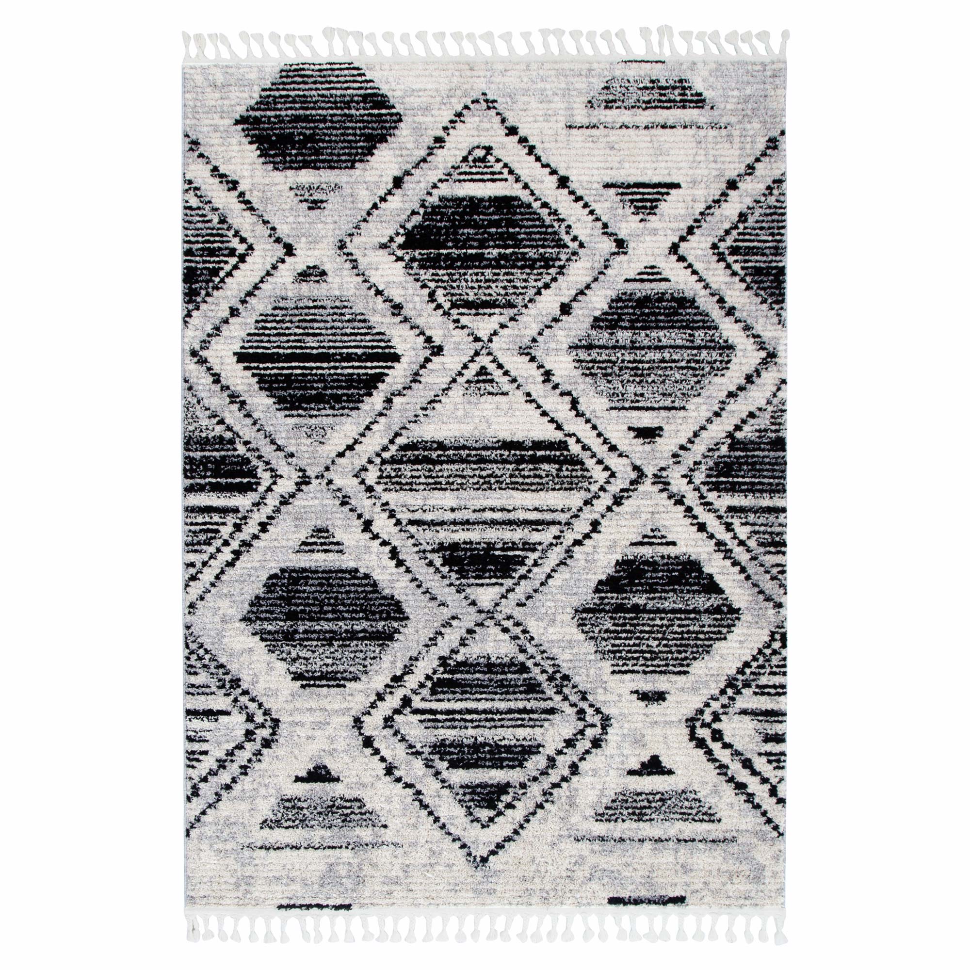 Mansour Diamond Black & White Geometric Rug– Rug Deal