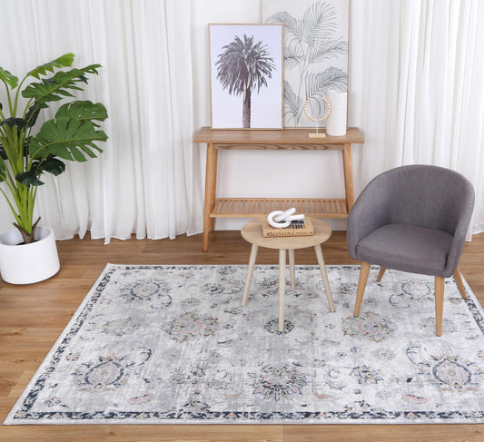 Oporto Piraeus Grey Traditional Soft Rug