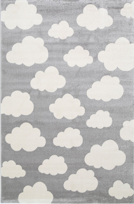 Piccolo Grey White Cloud Kids Rug