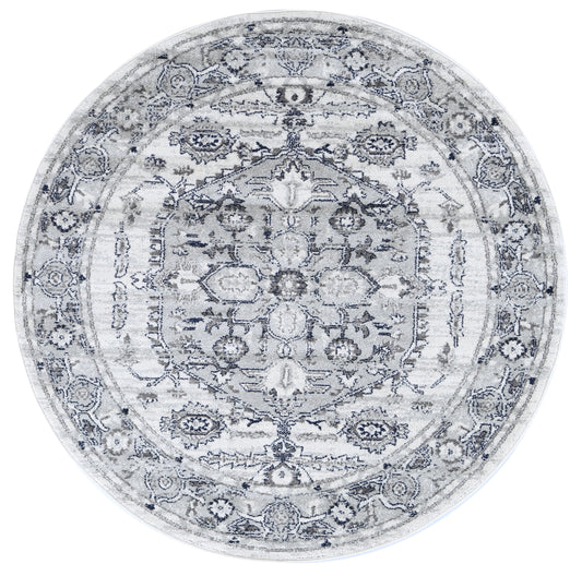 Provence Perpignan Grey Traditional Round Rug