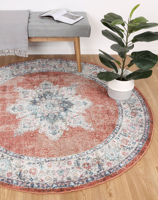 Salsa Brentwood Transitional Rust Round Rug