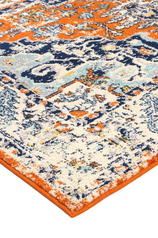 Sicily Messina Orange & Blue Transitonal Rug
