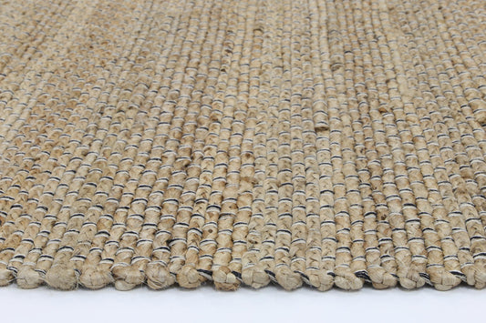 Taj Natural Basket Weave Black Jute Rug