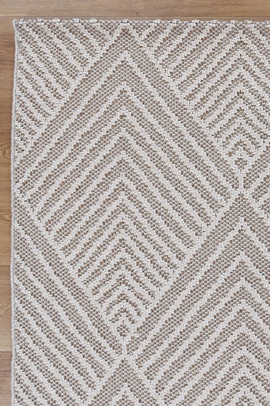 Vanuatu Onika Beige Geometric Flatweave Rug