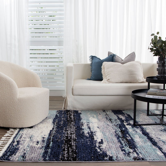Mansour Horizon Blue Abstract Rug